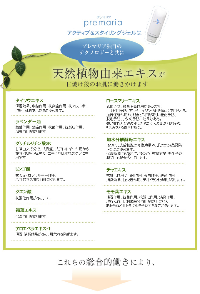 天然植物由来エキスの一覧